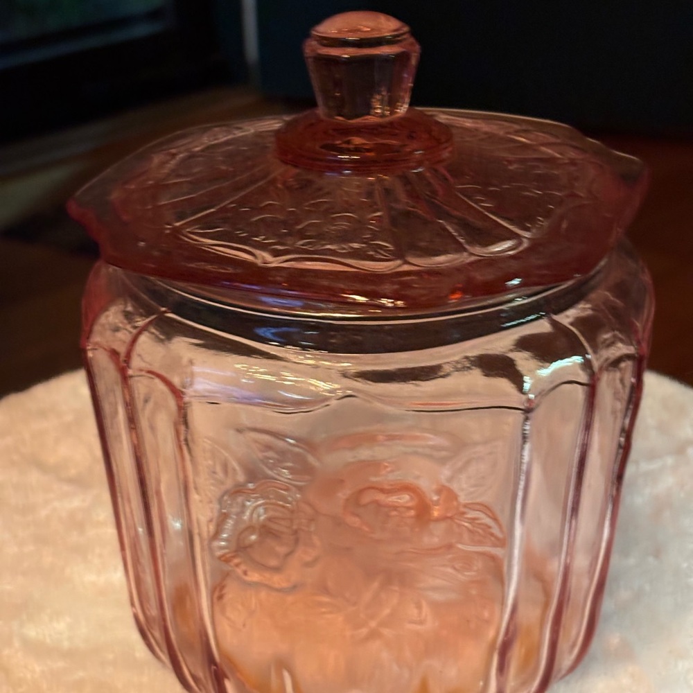Anchor Hocking Pink Glass Storage Jar
